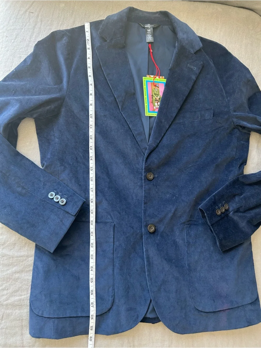 Open Box - Houston White -  Men's Velvet Blazer - Blue M Blue